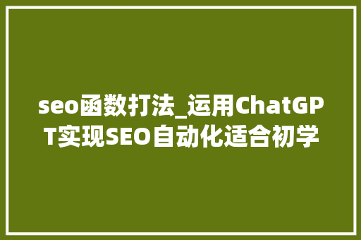 seo函数打法_运用ChatGPT实现SEO自动化适合初学者的教程