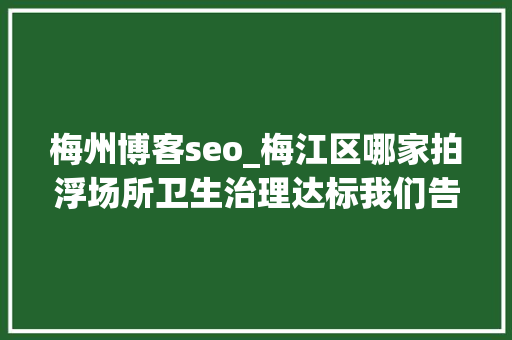 梅州博客seo_梅江区哪家拍浮场所卫生治理达标我们告诉你