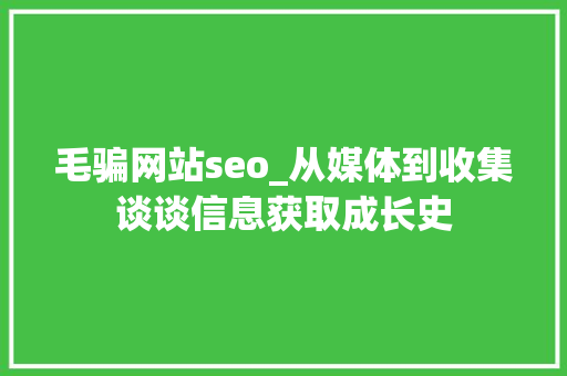 毛骗网站seo_从媒体到收集谈谈信息获取成长史