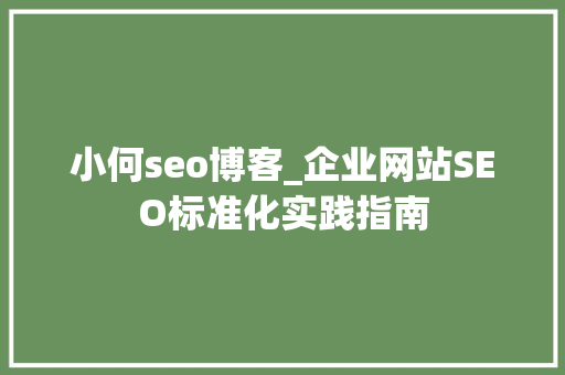 小何seo博客_企业网站SEO标准化实践指南