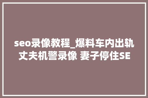 seo录像教程_爆料车内出轨丈夫机警录像 妻子停住SEO常识助力揭露原形