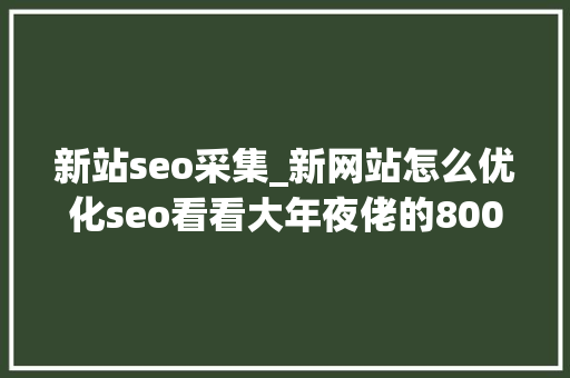 新站seo采集_新网站怎么优化seo看看大年夜佬的8000的seo教程是怎么说的 新站seo采集_新网站怎么优化seo看看大年夜佬的8000的seo教程是怎么说的 神马SEO