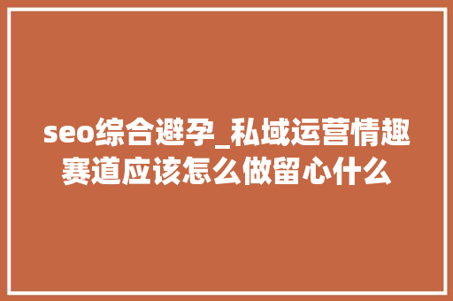 seo综合避孕_私域运营情趣赛道应该怎么做留心什么 seo综合避孕_私域运营情趣赛道应该怎么做留心什么 网站建设公司