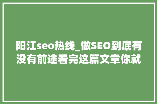 阳江seo热线_做SEO到底有没有前途看完这篇文章你就明白了 阳江seo热线_做SEO到底有没有前途看完这篇文章你就明白了 网站建设公司