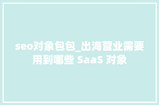seo对象包包_出海营业需要用到哪些 SaaS 对象