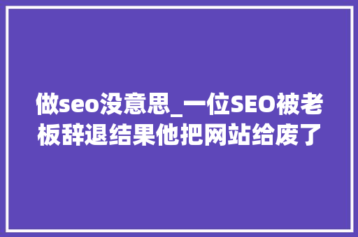 做seo没意思_一位SEO被老板辞退结果他把网站给废了