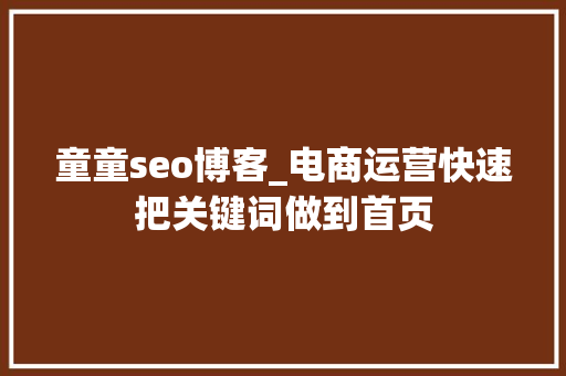 童童seo博客_电商运营快速把关键词做到首页