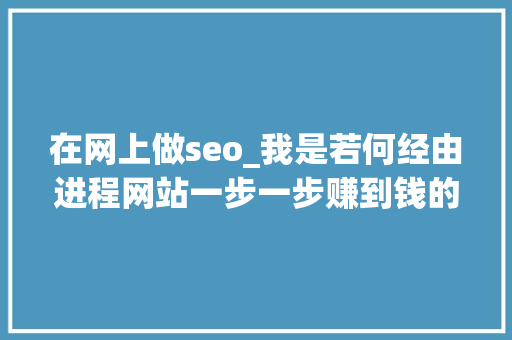 在网上做seo_我是若何经由进程网站一步一步赚到钱的附实战做网站方法和技巧