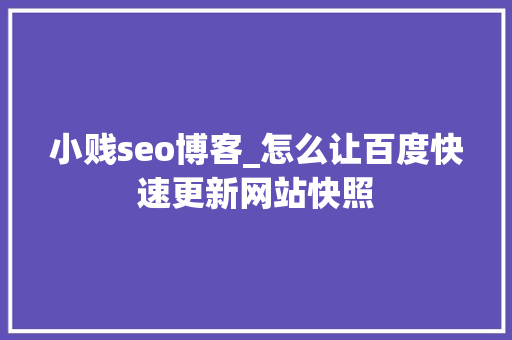 小贱seo博客_怎么让百度快速更新网站快照 小贱seo博客_怎么让百度快速更新网站快照 神马SEO