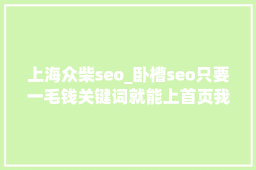 上海众柴seo_卧槽seo只要一毛钱关键词就能上首页我没听错吧 上海众柴seo_卧槽seo只要一毛钱关键词就能上首页我没听错吧 网站建设公司