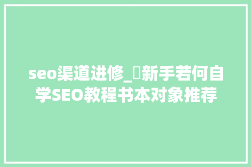 seo渠道进修_​新手若何自学SEO教程书本对象推荐 seo渠道进修_​新手若何自学SEO教程书本对象推荐 必应SEO