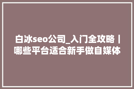 白冰seo公司_入门全攻略｜哪些平台适合新手做自媒体 白冰seo公司_入门全攻略｜哪些平台适合新手做自媒体 必应SEO