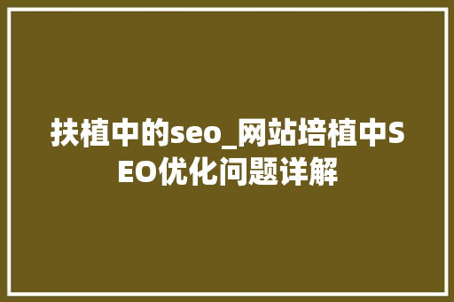 扶植中的seo_网站培植中SEO优化问题详解 扶植中的seo_网站培植中SEO优化问题详解 搜狗SEO