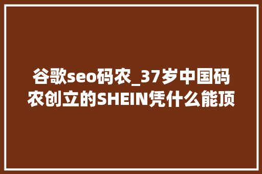 谷歌seo码农_37岁中国码农创立的SHEIN凭什么能顶2个拼多多