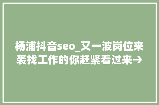 杨浦抖音seo_又一波岗位来袭找工作的你赶紧看过来→ 杨浦抖音seo_又一波岗位来袭找工作的你赶紧看过来→ 必应SEO