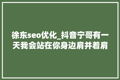 徐东seo优化_抖音宁哥有一天我会站在你身边肩并着肩是什么歌