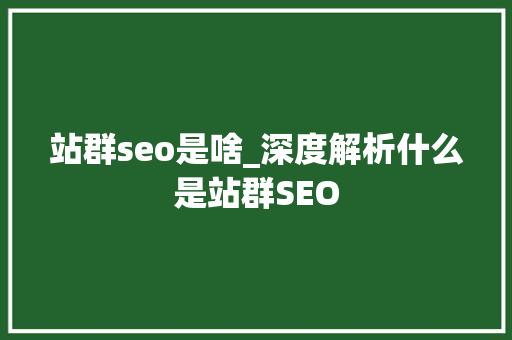 站群seo是啥_深度解析什么是站群SEO 站群seo是啥_深度解析什么是站群SEO 必应SEO