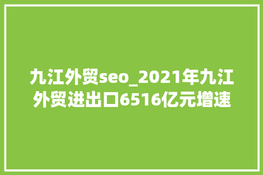 九江外贸seo_2021年九江外贸进出口6516亿元增速超4成