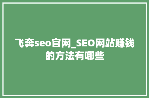 飞奔seo官网_SEO网站赚钱的方法有哪些 飞奔seo官网_SEO网站赚钱的方法有哪些 神马SEO