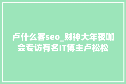 卢什么客seo_财神大年夜咖会专访有名IT博主卢松松