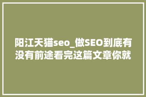 阳江天猫seo_做SEO到底有没有前途看完这篇文章你就明白了 阳江天猫seo_做SEO到底有没有前途看完这篇文章你就明白了 神马SEO