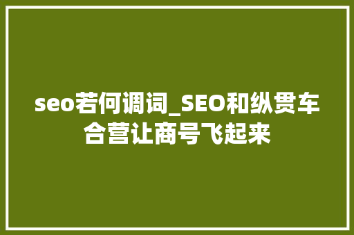seo若何调词_SEO和纵贯车合营让商号飞起来 seo若何调词_SEO和纵贯车合营让商号飞起来 百度SEO