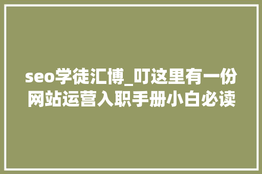seo学徒汇博_叮这里有一份网站运营入职手册小白必读 seo学徒汇博_叮这里有一份网站运营入职手册小白必读 SEO关键词