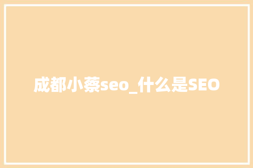 成都小蔡seo_什么是SEO 成都小蔡seo_什么是SEO 网站建设公司