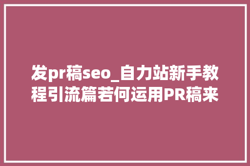 发pr稿seo_自力站新手教程引流篇若何运用PR稿来推广网站 发pr稿seo_自力站新手教程引流篇若何运用PR稿来推广网站 百度SEO