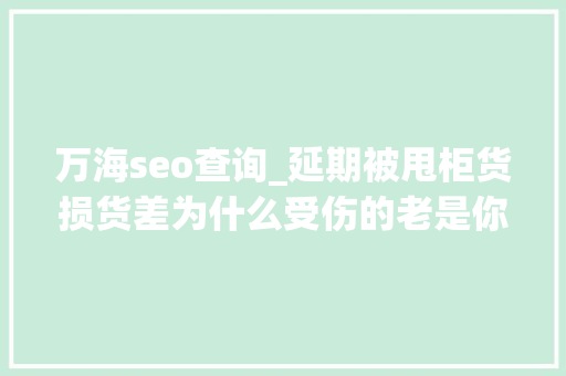万海seo查询_延期被甩柜货损货差为什么受伤的老是你 万海seo查询_延期被甩柜货损货差为什么受伤的老是你 必应SEO