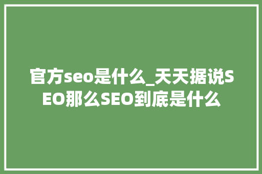 官方seo是什么_天天据说SEO那么SEO到底是什么 官方seo是什么_天天据说SEO那么SEO到底是什么 必应SEO