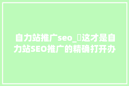 自力站推广seo_​这才是自力站SEO推广的精确打开办法 自力站推广seo_​这才是自力站SEO推广的精确打开办法 网站建设公司