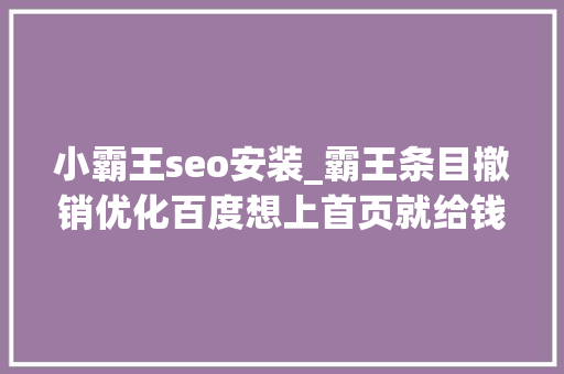 小霸王seo安装_霸王条目撤销优化百度想上首页就给钱 小霸王seo安装_霸王条目撤销优化百度想上首页就给钱 网站建设公司