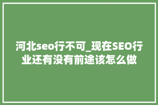河北seo行不可_现在SEO行业还有没有前途该怎么做 河北seo行不可_现在SEO行业还有没有前途该怎么做 百度SEO