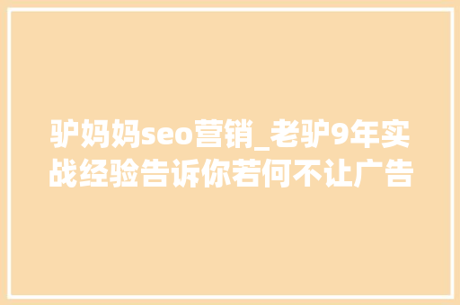 驴妈妈seo营销_老驴9年实战经验告诉你若何不让广告费取水漂