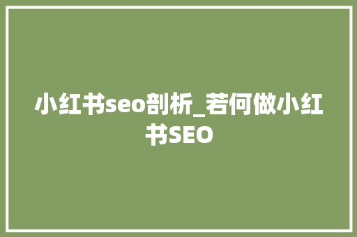 小红书seo剖析_若何做小红书SEO 小红书seo剖析_若何做小红书SEO 网站建设公司