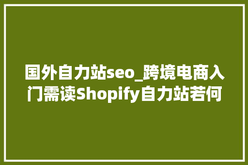 国外自力站seo_跨境电商入门需读Shopify自力站若何引流 国外自力站seo_跨境电商入门需读Shopify自力站若何引流 必应SEO