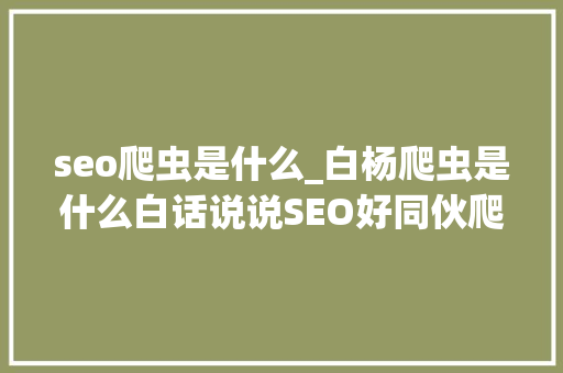 seo爬虫是什么_白杨爬虫是什么白话说说SEO好同伙爬虫你真的理解吗 seo爬虫是什么_白杨爬虫是什么白话说说SEO好同伙爬虫你真的理解吗 神马SEO