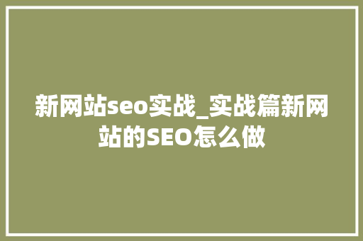 新网站seo实战_实战篇新网站的SEO怎么做 新网站seo实战_实战篇新网站的SEO怎么做 网站建设公司