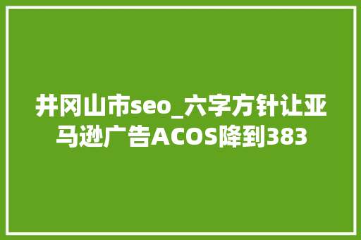 井冈山市seo_六字方针让亚马逊广告ACOS降到383