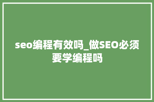 seo编程有效吗_做SEO必须要学编程吗