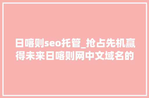 日喀则seo托管_抢占先机赢得未来日喀则网中文域名的价值瞻望