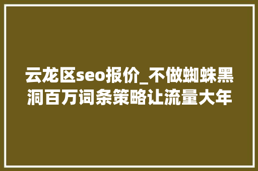 云龙区seo报价_不做蜘蛛黑洞百万词条策略让流量大年夜爆发