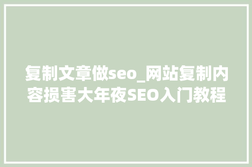 复制文章做seo_网站复制内容损害大年夜SEO入门教程 小小教室