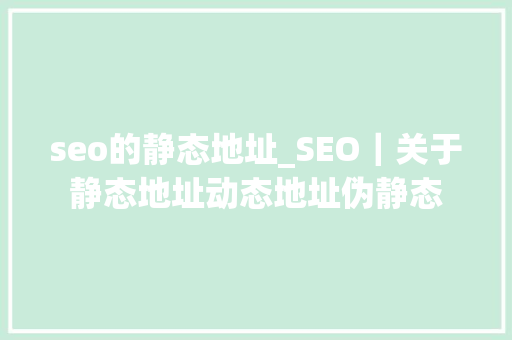 seo的静态地址_SEO｜关于静态地址动态地址伪静态