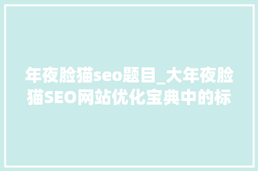 年夜脸猫seo题目_大年夜脸猫SEO网站优化宝典中的标题优化