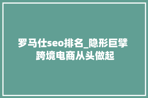 罗马仕seo排名_隐形巨擘  跨境电商从头做起