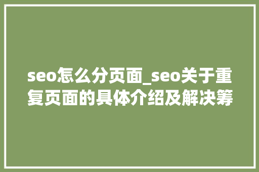 seo怎么分页面_seo关于重复页面的具体介绍及解决筹划 搜狗SEO seo怎么分页面_seo关于重复页面的具体介绍及解决筹划 seo怎么分页面_seo关于重复页面的具体介绍及解决筹划 搜狗SEO