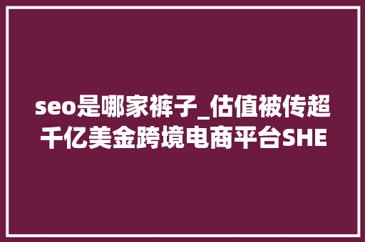 seo是哪家裤子_估值被传超千亿美金跨境电商平台SHEIN凭什么长成超级独角兽