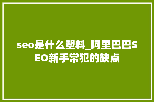 seo是什么塑料_阿里巴巴SEO新手常犯的缺点